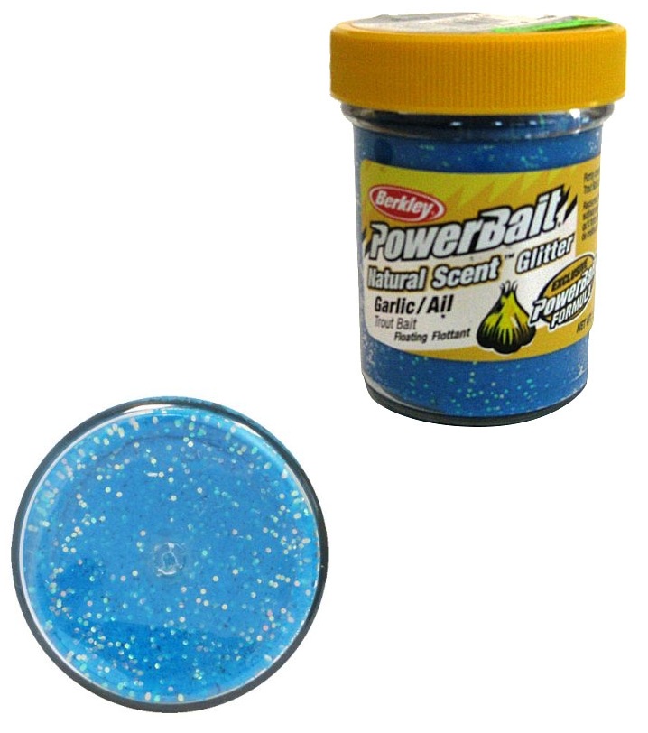 Berkley Powerbait Natural Glitter Trout Bait garlic blue forel forelaas