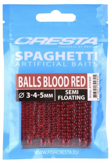 Cresta Spaghetti Balls blood red imitatie visaas 3mm-4mm-5mm