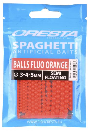 Cresta Spaghetti Balls fluo orange  3mm-4mm-5mm