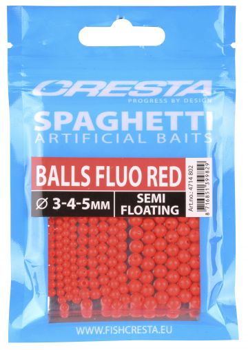 Cresta Spaghetti Balls fluo red  3mm-4mm-5mm
