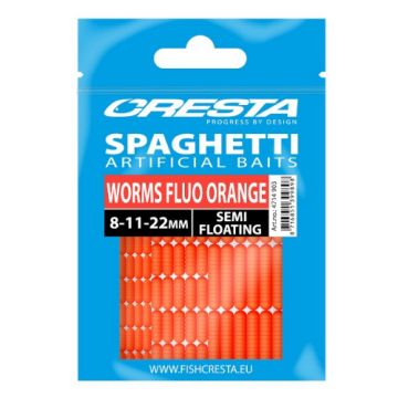 Cresta Spaghetti Worms fluo oranje imitatie visaas 8mm-11mm-22mm