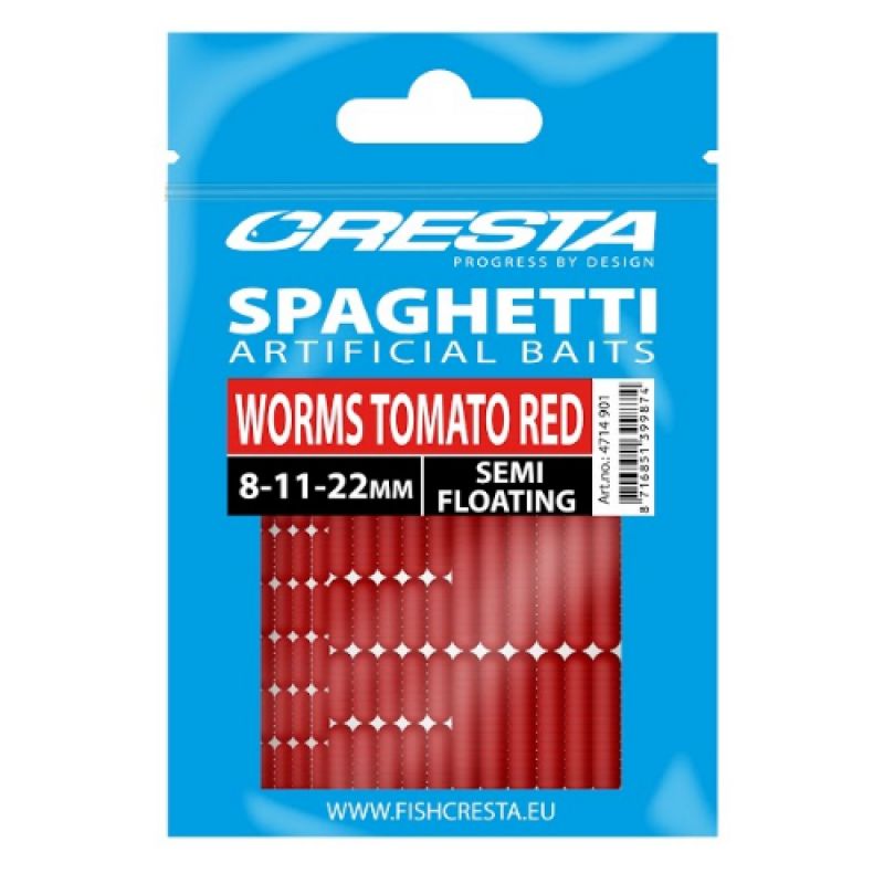 Cresta Spaghetti Worms tomato red  8mm-11mm-22mm