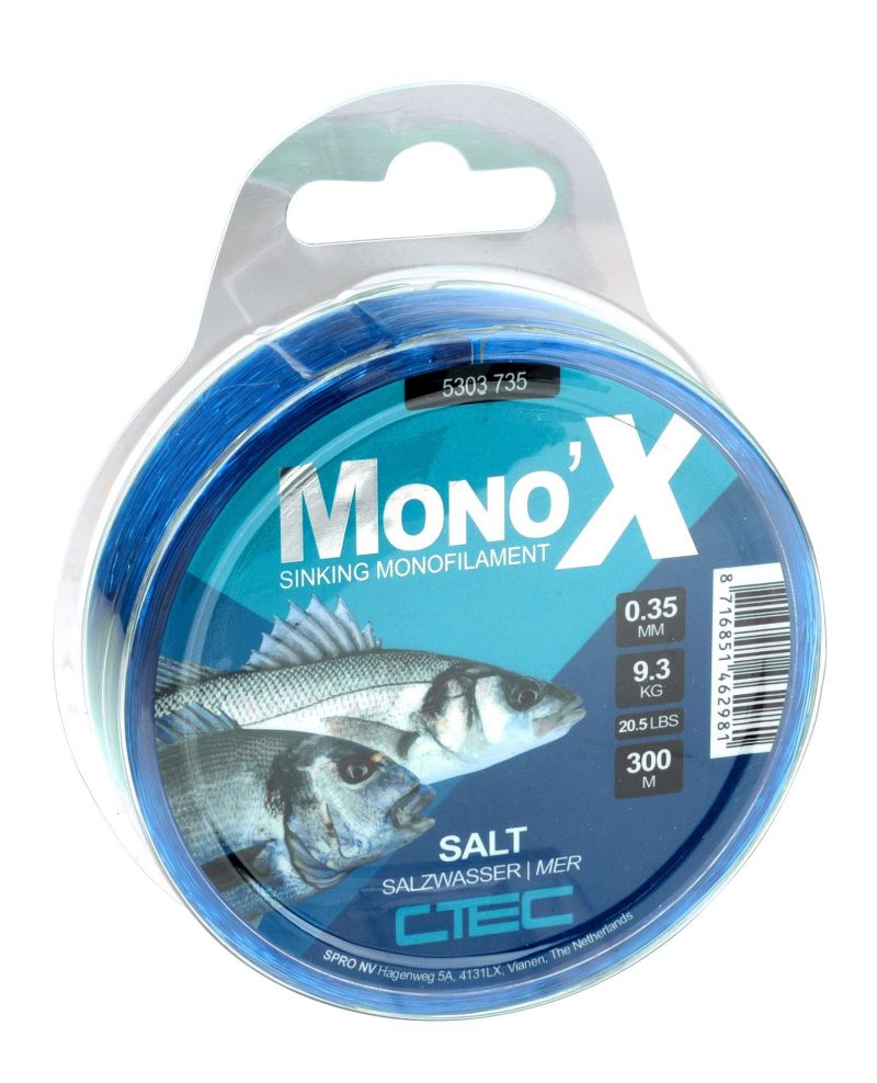 Cteccoarse Mono X Salt blauw zeevis visdraad 0.40mm 250m