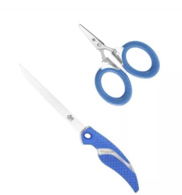 Cuda Combi Set Knife + Scissors zilver - blauw tang & schaar
