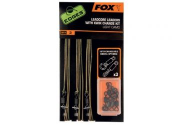 Fox Leadcore Leaders With Kwik Change Kit light camo karper lood systeem 75cm