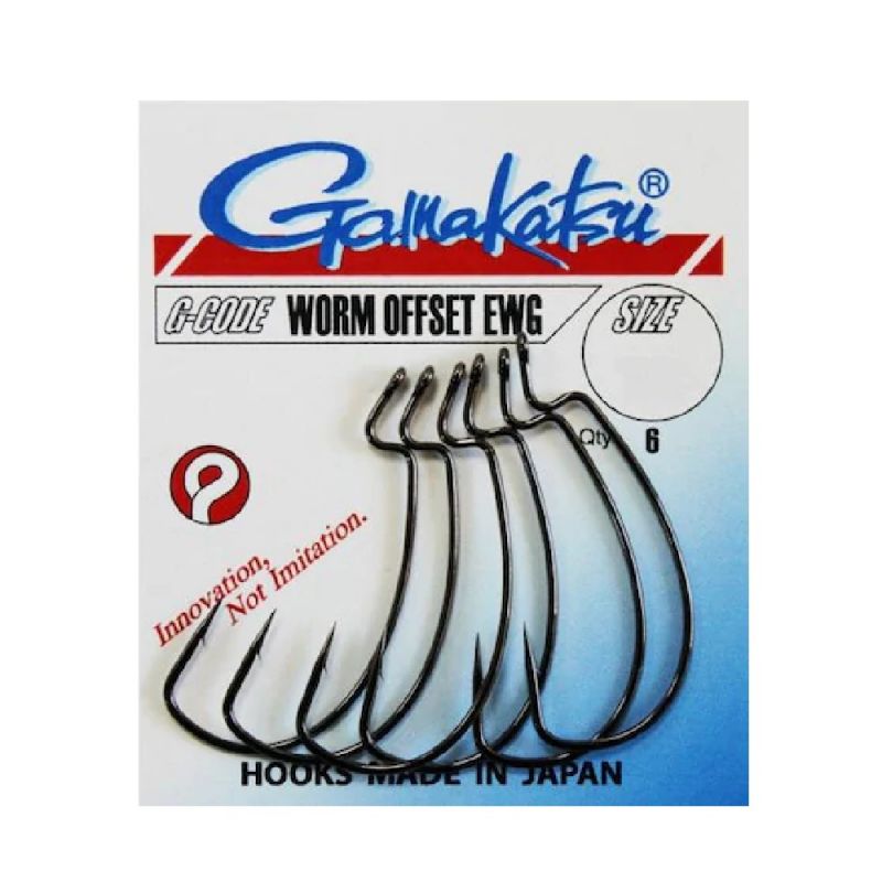 Gamakatsu Worm Offset EWG zwart roofvis vishaak 3/0