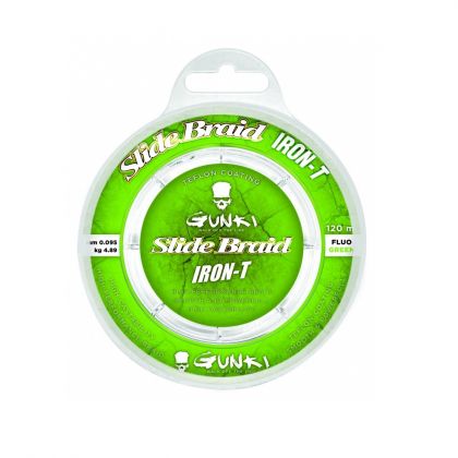 Gunki Slide Braid Iron-T fluo green gevlochten visdraad 0.149mm 120m
