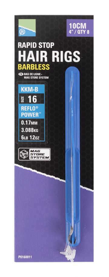 Preston Innovations KKM-B Mag Store Rapid Stop Hair Rig clear - nickel witvis witvis onderlijn H12 10cm 0.19mm