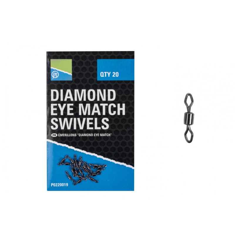 Prestoninno Daimond Eye Match Swivels nickel klein vismateriaal Size 14