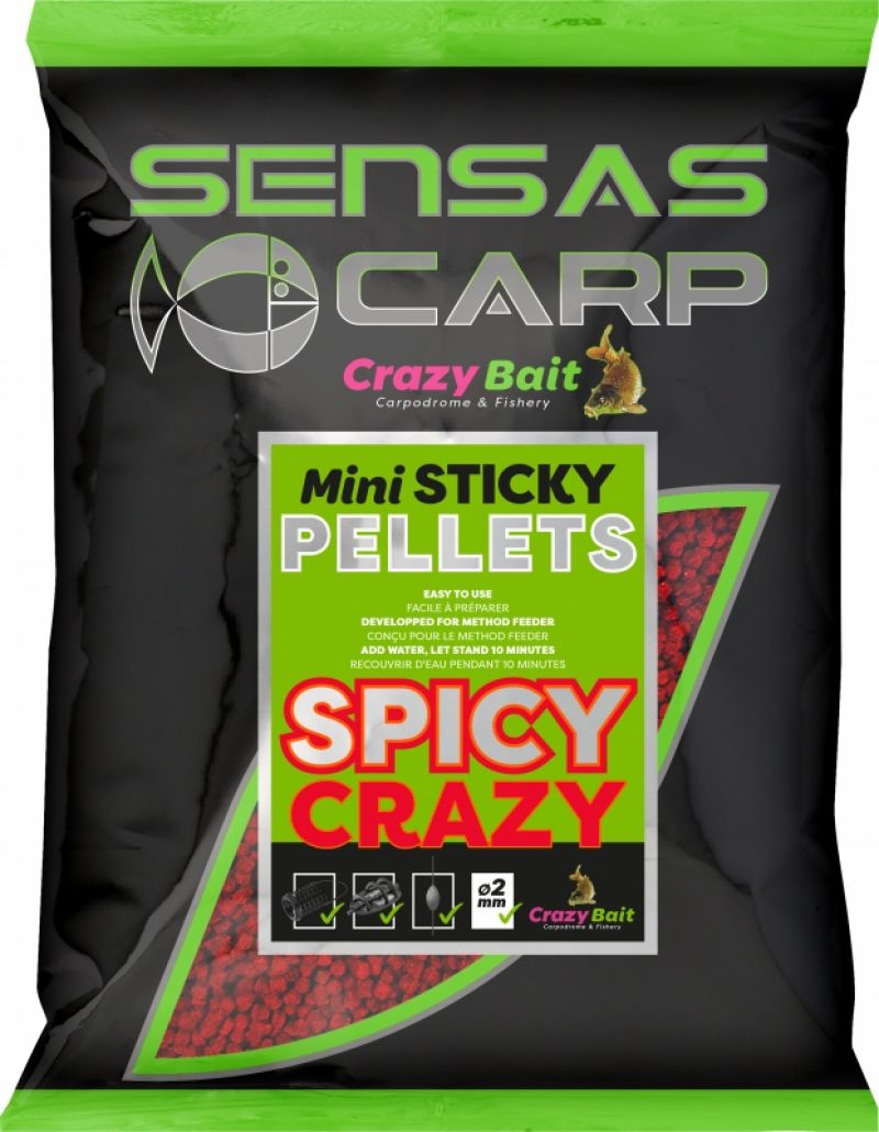 Sensas Mini Sticky Pellets Spicy Crazy rood vispellets 2mm 700g