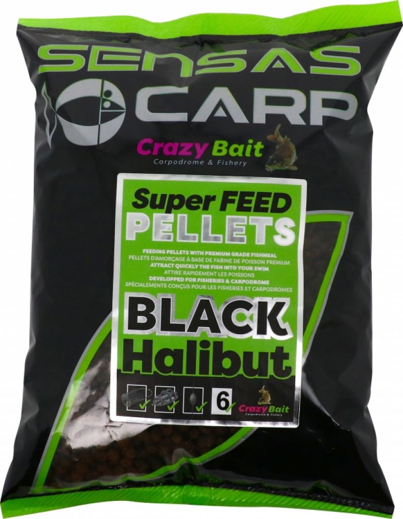 Sensas Super Feed Pellets Black Halibut zwart vispellets 2mm 700g