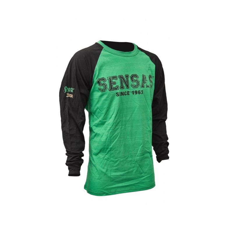 Sensas T-Shirt Lange Mouw zwart - groen vis t-shirt Small