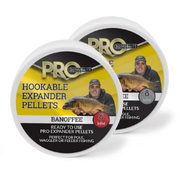 Sonubaits Pro Hookable Expander Pellets Banoffee bruin - geel vispellets 6mm 100g