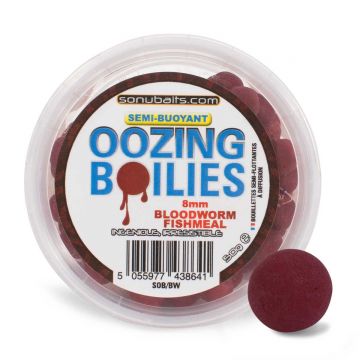 Sonubaits Semi-Buoyant Oozing Boilie Bloodworm rood witvis mini-boilie 8mm