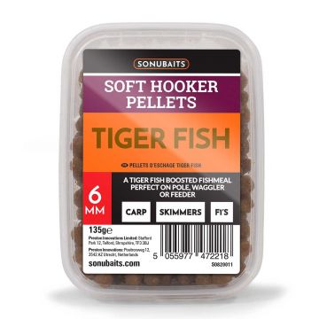 Sonubaits Soft Hooker Pellets Tiger Fish bruin vispellets 6mm 135g