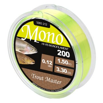 Troutmaster Hi-Vis Mono 200m chartreuse visdraad 0.20mm