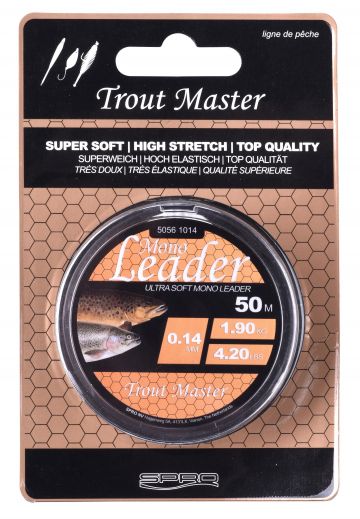 Troutmaster Mono Leader 50m clear visdraad 0.18mm