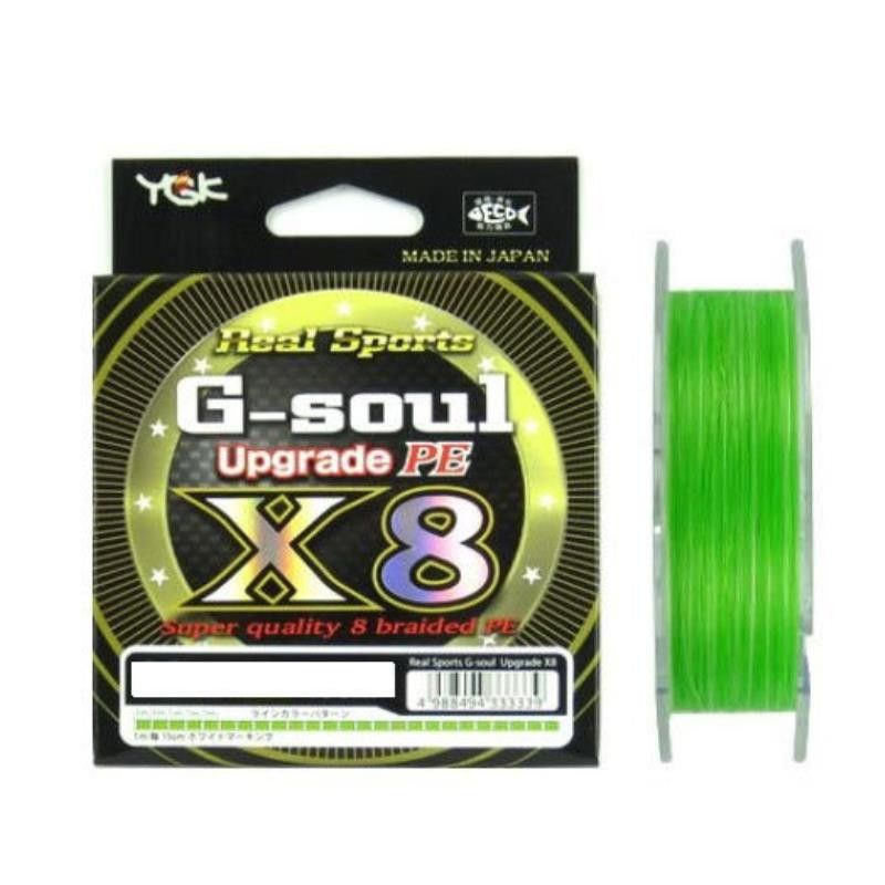 Ygk G-Soul Upgrade PE X8 fluo green gevlochten visdraad Pe0.6 150m 14lb
